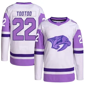Men's Jordin Tootoo Nashville Predators Hockey Fights Cancer Primegreen Jersey - White/Purple Authentic