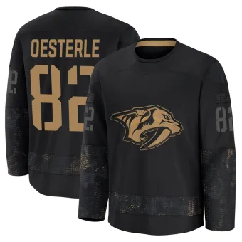 Youth Jordan Oesterle Nashville Predators 2024 Military Appreciation Practice Jersey - Black Premium