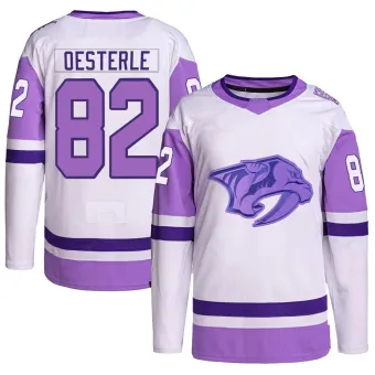 Youth Jordan Oesterle Nashville Predators Hockey Fights Cancer Primegreen Jersey - White/Purple Authentic
